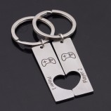 gepersonaliseerde koppels hart gepersonaliseerde sleutelhangers Stel speler 1 speler 2 mooie game speler gegraveerde sleutelhanger cadeau voor hem, haar