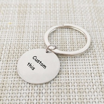Customized personalized keychains Stainless Steel Key Chain Engrave Names Letters Round Women Men Car Bag Keyring Personalized Gift