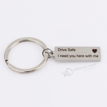 Wholesale custom Lettering Charm Engraved Key Chain personalised keyrings
