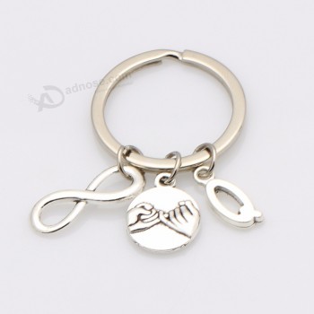 prata cor pinky promessa pingente chaveiro chaveiros personalizados com infinito chaveiros mulheres homens iniciais personalizadas acessórios chaveiro