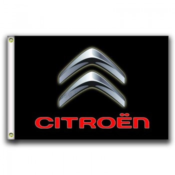 Citroen Logo Fahnen Banner 3x5ft-90x150cm 100% Polyester, Leinwandkopf mit Metallöse