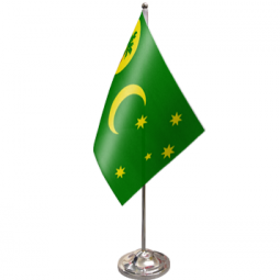 wholesale polyester Coco Islands desk top flag with metal stand
