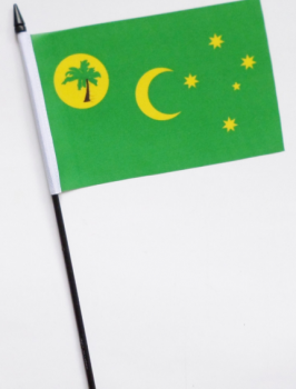 Siebdruck Kokosinseln Hand wehende Flagge