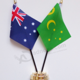 Two Flags Metal base Coco Islands desk flag