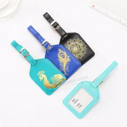 druck blume leder koffer gepäckanhänger etikett tasche anhänger handtasche reisezubehör name id adresse tags lt11