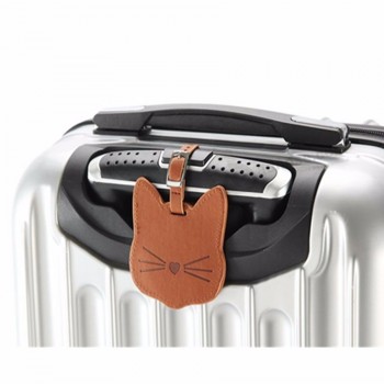 Personalizado adorável Gato mala de couro bagagem Etiqueta etiqueta Saco pingente bolsa acessórios de viagem nome ID etiquetas de endereço lt12a