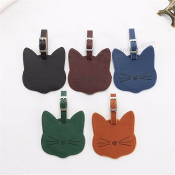 Lovely Cat Leather Suitcase Luggage Tag Label Bag Pendant Handbag Travel Accessories Name ID Address Tags LT12