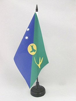 Bandiera da tavolo isola di natale 5 '' x 8 '' - bandiera da scrivania isola di natale 21 x 14 cm - bastone e base in plastica nera