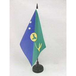 christmas island table flag 5'' x 8'' - christmas islander desk flag 21 x 14 cm - black plastic stick and base