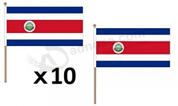 코스타리카 깃발 12 ''x 18 ''우드 스틱-코스타리카 깃발 30 x 45 cm-기둥이있는 배너 12x18