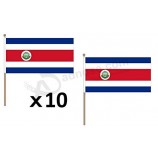 Costa Rica Flag 12'' x 18'' Wood Stick - Costa Rican Flags 30 x 45 cm - Banner 12x18 in with Pole