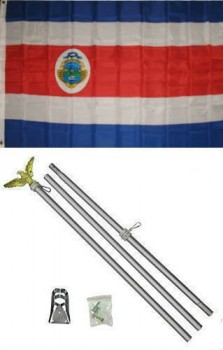 Conjunto de poste de aluminio con bandera de Costa Rica Conjunto de colores vivos y desvanecimiento UV El mejor encabezado de lienzo resistente a la decoración del jardín exterior 