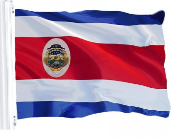 costa rica costa rican flag 3x5 ft printed brass grommets 150d quality polyester flag indoor/outdoor