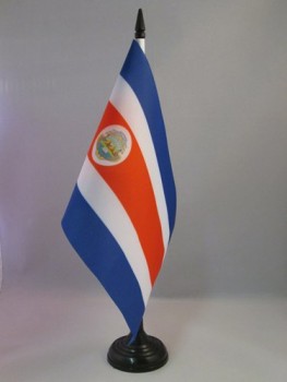 bandeira de mesa costa rica 5 '' x 8 '' - bandeira de mesa da costa riquenha 21 x 14 cm - base e vara de plástico preto