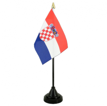 aangepaste Kroatische tafelvlag / Kroatische bureaivlag met paal en voet