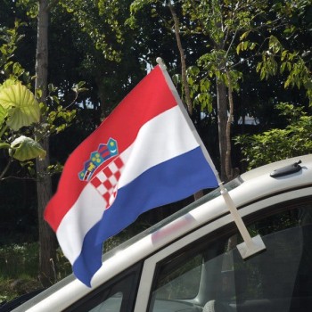 alta qualidade impressão poliéster croatia bandeira do carro com poste de plástico