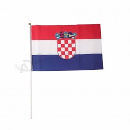 croatia national hand flag polyester printed with plastic pole