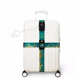 TSA 3-digit code lock adjustable lightweight luggage straps suitcase trolley case cross-belt polyester suitcase packing belt