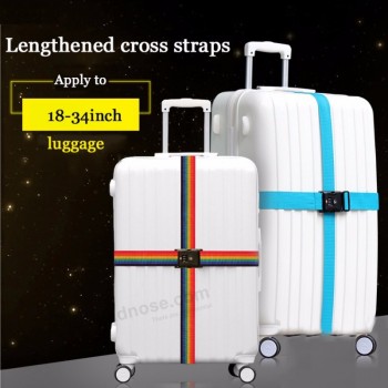 Viagem leve cintas de bagagem ajustável forte nylon cruz cinto para 18 