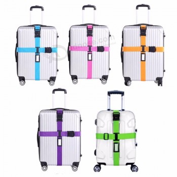 Correa de equipaje de alta calidad embalaje de cinturón cruzado maleta de viaje ajustable nylon 3 dígitos hebilla de bloqueo de contraseña correas de equipaje livianas