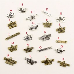 25 stks leger militaire marine marine tekst Tag charmes hanger DIY sieraden maken handgemaakte armband ketting sleutelhanger tas accessoires
