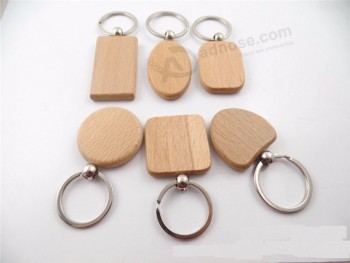 6 diseños en blanco rectángulo redondo de madera llavero promoción de bricolaje llaveros de madera personalizados etiquetas clave regalos promocionales