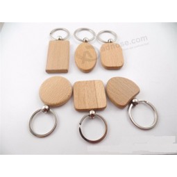 6Designs Blank Round Rectangle Wooden Key Chain DIY Promotion Customized Wood keychains Key Tags Promotional Gifts