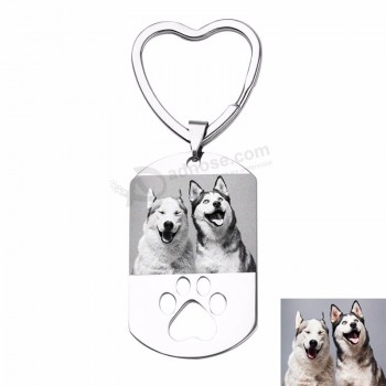 Chaveiro personalizado personalizado Chaveiro gravar Dog Tag foto chaveiros coração anahtarlik animais de estimação são o companheiro da alma