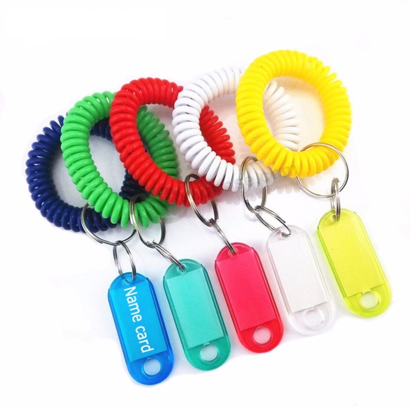 5PCS-Stretchy-Coil-Key-Ring-Kunststoff-Wrist-Band-Schlüsselanhänger-Gepäck-ID-Tags-Schlüsselanhänger-mit