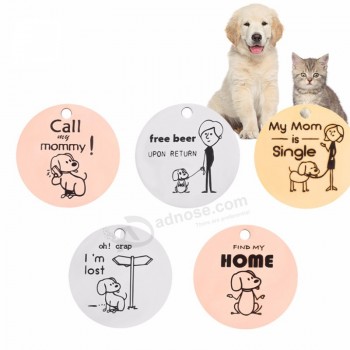 personalisierte muster niedlichen hundemarke schlüsselbund benutzerdefinierte angepasst metall edelstahl runde gravierte telefonnummer name für hund katze