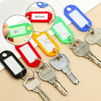 1 Plastic Keychain Key Split Ring ID Tags Name Card Label Language