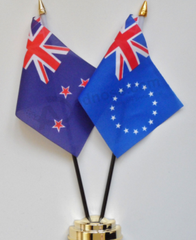 Ilhas Cook personalizadas, bandeira da mesa com base matel