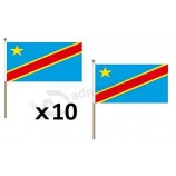 democratic republic of The congo flag 12'' x 18'' wood stick - congolese flags 30 x 45 cm - banner 12x18 in with pole