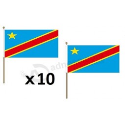 Demokratische Republik Kongo Flagge 12 '' x 18 '' Holzstab - Kongolesische Flaggen 30 x 45 cm - Banner 12x18 in mit Stange