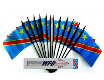 pacote de república democrática do congo mesa de escritório em miniatura de poliéster e bandeirinhas de mesa