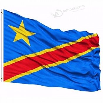 2019コンゴ共和国国旗3x5 FT 90x150cmバナー100dポリエステルカスタムフラグメタルグロメット