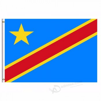 2019 república democrática del congo bandera nacional 3x5 FT 90x150cm banner 100d poliéster bandera personalizada metal ojal