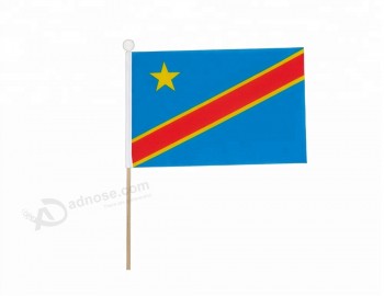 Bandera nacional personalizada de mano de la República Democrática del país congo banderas ondeando