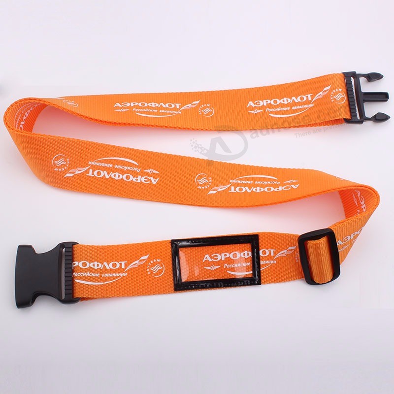 Promotion luggage tag strap with plastic buckle, custom made luggage belt