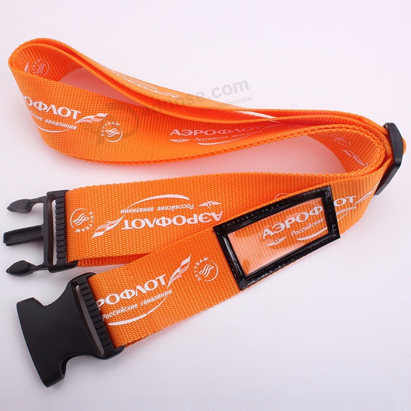 Promotion luggage tag strap with plastic buckle, custom made luggage belt