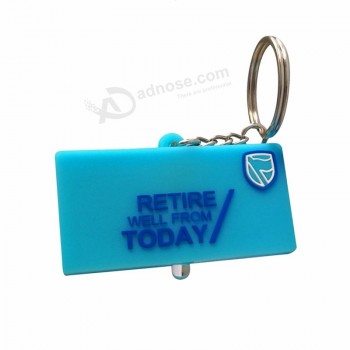 led PVC keychain light key chain flashlight rubber key ring with 3D Logo