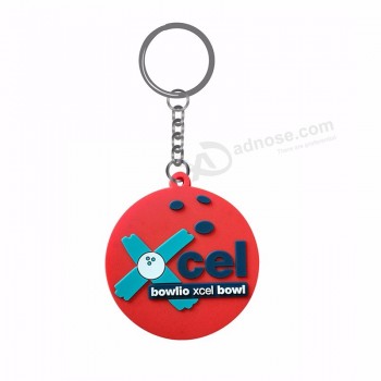 Red round shape silk screen print logo pvc rubber key tags for give away items