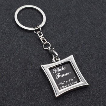 promotional different shape zinc alloy material photo frame key chain