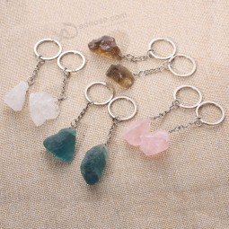 1 pz ciondolo in pietra naturale portachiavi per uomo donna colore argento portachiavi geometria forma portachiavi gioielli accessori auto chiave
