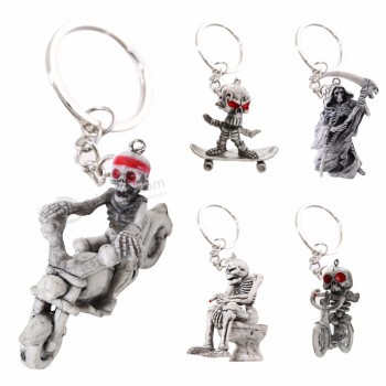 keychain keyring Fashion New Skull Keychain Rubber Motor Car Keychain Accessories Gift