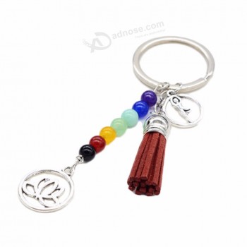 seven chakra yoga energy fitness keyring personalised keyrings lotus tassel pendant gift