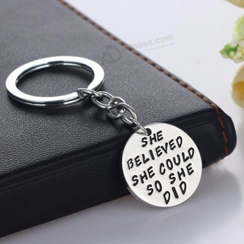 English Letter She Believed She Could So She Did Keychain Keyring Key Holder new