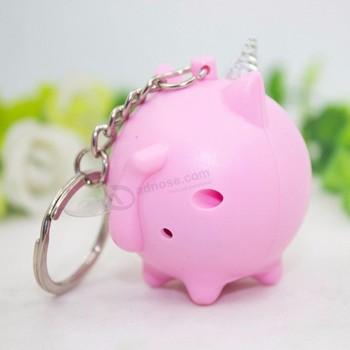 Lovely Cartoon Pig LED Sound cute keychains Key Chain Handbag Hanging Decor Toy Gift new