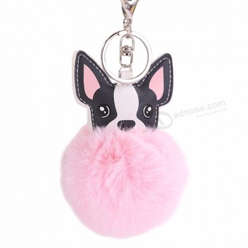 cute fluffy ball Dog personalized keychains women Bag pendant hanging decoration keyring