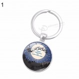 Nieuwe kerst stijl ronde glazen hanger gepersonaliseerde sleutelhangers Auto sleutelhanger handtas decor cadeau